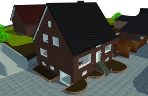 3D-Visualisierung in DDS-CAD: Das 170m2-Wohnhaus bietet eine hochwertige Systemintegration von Beleuchtung, Heizungsanlage und Rollladensteuerung sowie Zutrittskontrolle durch KNX-, 1-Wire- und Dali-Bus. (Bild: Data Design system GmbHBild: Data Design system GmbH)